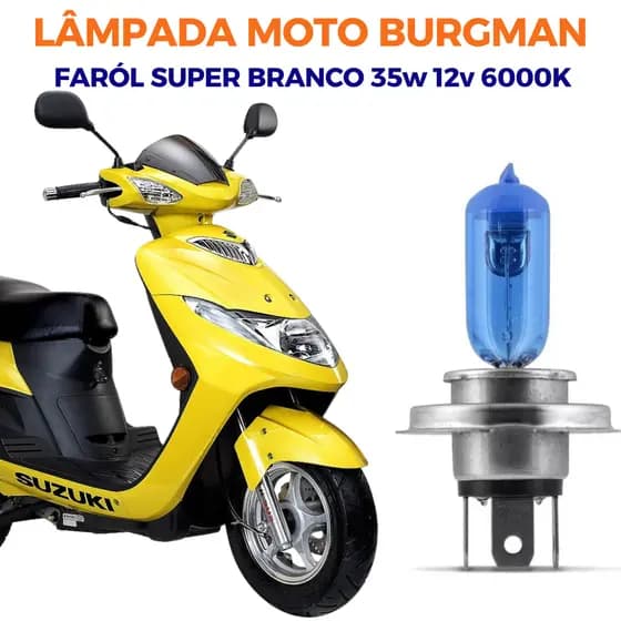 Lâmpada Farol Suzuki Burgman 125 H4 Super Branca 35w 6000k Efeito Xênon