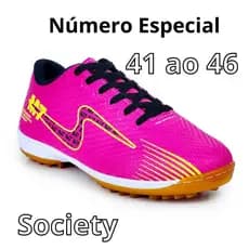 Chuteira Society Grama Sintetica Confortavel Numero Especial 41Ao 46