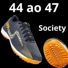Chuteira Society Masculina Grande 44 45 46 47 Campo Sintético Durabilidade e Grip