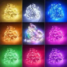 kit 2/5/10 unidades fio fada prata cordão luz cores Natal e festa 3m 30 LED 2 pilha promacao
