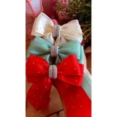 Laço,Faixinha de bebê Luxo Infantil com Strass e Manta de Brilho | Laço Grande para Cabelo Menina | Natal e Festas