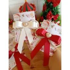 Laço festas com pontas Branco e vermelho laço adulto Adulto ou Juvenil/Infantil