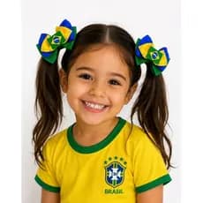 kit Par de Laço Copa Verde Amarelo Brasil | Parzinho Brasil/Festa  copa Brasil Patriota Menina infantil acessórios