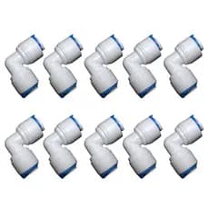 Kit 10 Conectores Cotovelo Branco 90° 1/4 Adaptadores Engate Rápido P/ Bebedouros Purificadores 6MM