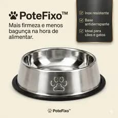 Comedouro Inox Antiderrapante Redondo 18cm Alimentacao Pet Cachorro Gato  PoteFixo