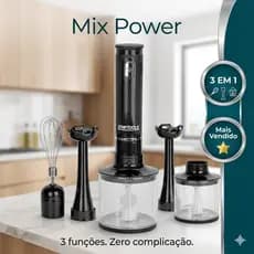 Kit Mixer Processador Batedor Alimentos Multifuncional 220V Facil Uso Econômico Mix Power
