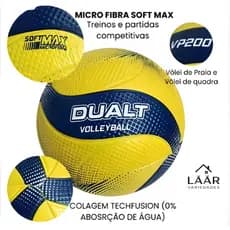 Bola De Vôlei Areia Ou Quadra Microfibra Profissional VP200 Softmax PVC Amarela Bomba + Bola