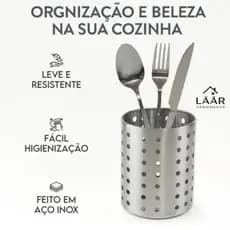 Porta Talher P Aço Inox Não Enferruja Moderno Prático Não Ajunta Água Furos Nas Laterais
