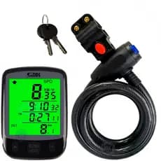 Velocímetro Resistente à água Bike + Com Cadence Ciclismo Computador SunDING + Trava Cabo De Aço Cadeado Segurança Bike