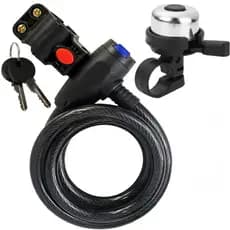 Trava Cabo De Aço Cadeado Com Chave Com Suporte para Bike Anti-Roubo + Buzina Campainha Sino Cromada Para Bike Trim Trim