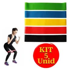 Mini band com 5 Elasticos exercios Academia treino em casa