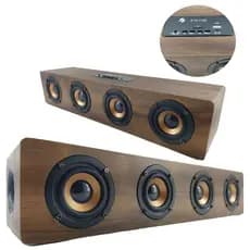 Caixa de som Bluetooth Pendrive FM Cartão Madeira