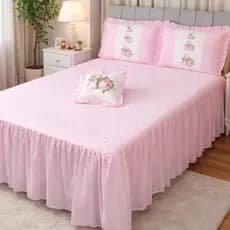 KIT Colcha Cobre Leito Sofia Rosa Casal - 04 Peças - com Porta Travesseiro e Porta Almofada ~