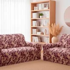 KIT Capa de Sofá Coladinha - Adere Floral 2 Pçs - 02 e 03 Lugares - Estampada ou Lisa -