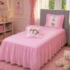 SOLTEIRO Colcha Cobre Leito Conjunto Sofia Rosa - 03 Peças com Porta Travesseiro e Porta Almofada