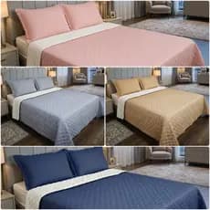 Cobre Leito Edredom Coberdrom Solteiro Queen Dupla Face com Sherpa Alasca 03 Peças - Premium