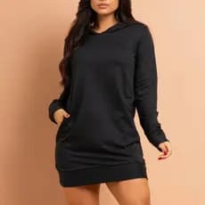 Vestido Moletom Feminino Com Com Capuz e Bolsos Moda Feminina