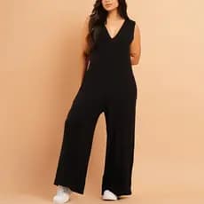 Macacão Feminino Regata Pantalona Longo Com Bolsos Perna Larga Liso Viscolycra