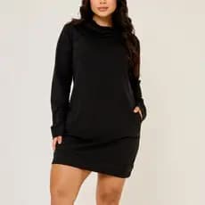 Vestido Feminino Moletinho Gola Drapeada Manga Longa Inverno Bolso Lateral | M ao GG