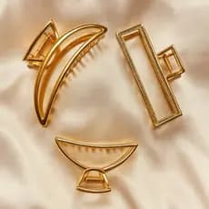 Kit 3 Presilhas de Cabelo Metal Dourado Piranha de Metal Dourado Prata Grande Pequena Hair Clip