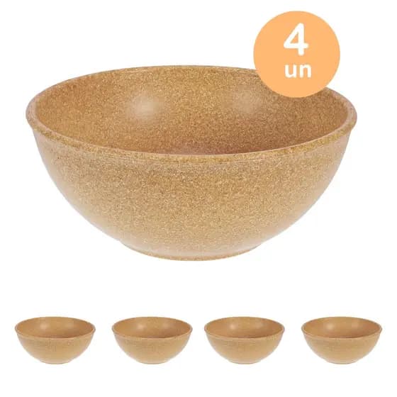 4un TIGELA 500ml BOWL CUMBUCA VASILHA CALDO MARROM CLARO