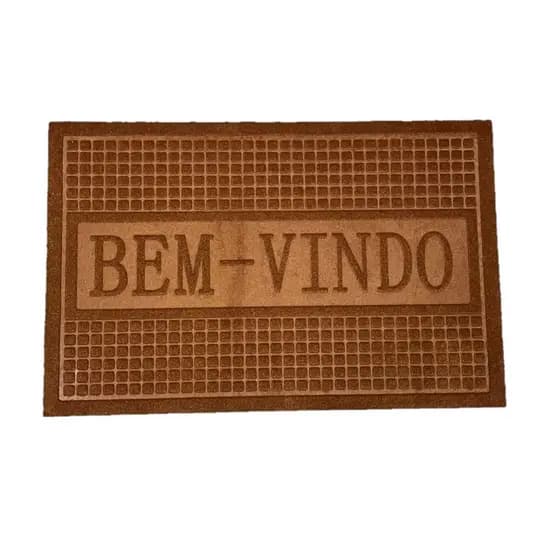 Tapete Capacho Porta Entrada antiderrapante Bem vindo marrom