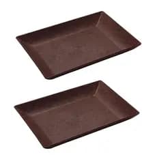 2un Petisqueira travessa Retangula 24cm servir Marrom Escuro
