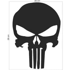 Adesivo Caveira Grande Justiceiro 28x20cm Motoboy, Capô, the punisher