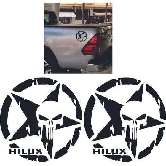 Par de Adesivos Hilux 2005/2020 Caveira O Justiceiro Hilux