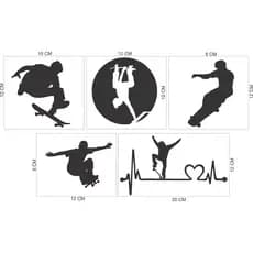 Kit Com 5 Adesivos Automotivo E Decoração Skate É Minha Vida, para carro, moto e para parede