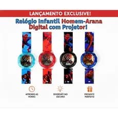 Relógio Infantil Homem-Araha Digital Projetor 24 Imagens Lançamento Criança
