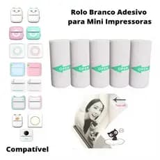 Kit Bobina Etiqueta Térmica 57mm Branco Ou Colorido Rolo Para Mini Impressora Portátil
