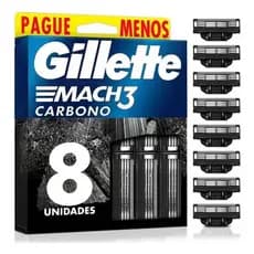 Refil Gillette Mach 3 Sensitive ou carbono 8 unidades barbeador