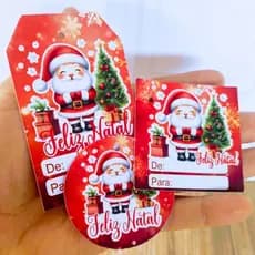 100 Tags Etiquetas de Natal/ Etiqueta Natalina personalizada para sacolas e presentes Papai Noel