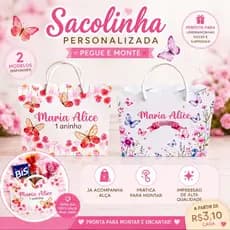 Sacolinha Personalizada Jardim das Borboletas - Pegue e Monte