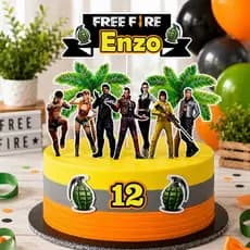Topo Topper De Bolo Free Fire com nome e idade/ Lembrancinha personalizados
