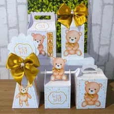 Kit Festa Chá Revelação Ursinho neutro ( já coladas) Lembrancinha chá revelação