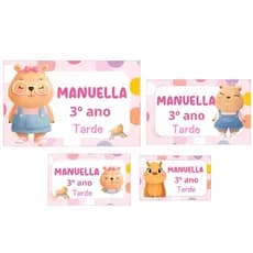 Etiqueta Escolar Adesiva Capivara 45/75/115 unidades - Etiqueta Escolar Envio rápido Todos os Temas