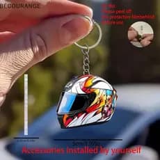 BEC Chaveiro Capacete 2D Plana Moda Estéreo Capacetes Da Motocicleta Segurança Saco Automático Do Carro Presente Jóias N