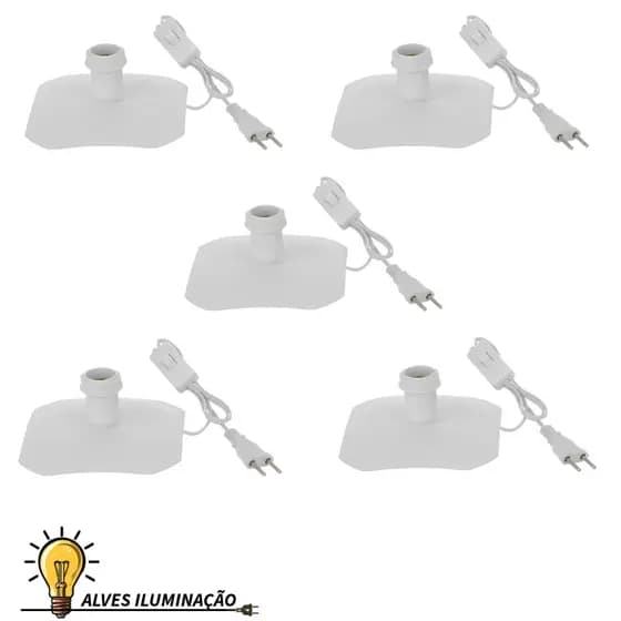 Kit 5 Abajures Luminária de Mesa Quadrado Sem Cupula Com Soquete E27 Bivolt Para 1 Lâmpada Completo