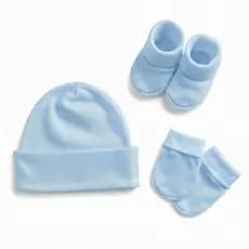 Kit 3 Peças Enxoval Bebê Recém Nascido Touca + Luvas + Pantufas Algodão Saída Maternidade