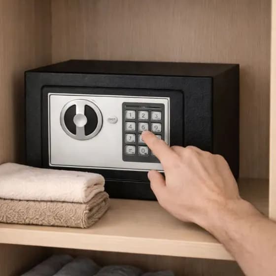 Cofre Eletrônico Digital Portátil de Aço com Chave Segurança e Senha