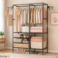 Guarda Roupa Portátil Arara Multifuncional com Cabideiro e Sapateira