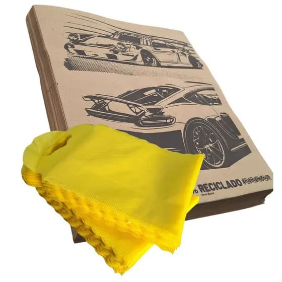 Kit 4kg Papel Mustang + 100 Lixocar Amerelo Liso Para Automotivo lava rapido
