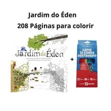 Livro de Colorir Jardim Secreto - Jardim do Éden - Pintar Arte Antiestresse com Lápis de Cor 12 Cores