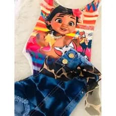 Body infantil + Short jeans + Tiara e lacinho - Conjunto completo