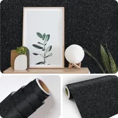 Papel de Parede Preto Mármore Granito Autoadesivo 50x2m – Impermeável p/ Banheiro e Cozinha