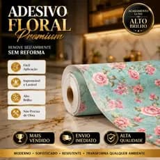 Papel de Parede Floral Adesivo Para Sala Quarto | Vinílico Marmorizado Lavável e Impermeável | Full