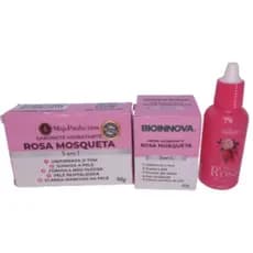 Kit Creme Hidratante Rosa Mosqueta, Sabonete + Vitamina A, Óleo de Rosa Mosqueta.