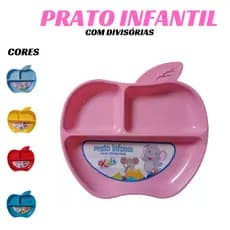 Prato infantil reforçado modelo maça com Divisórias.